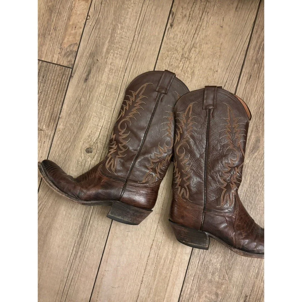 VTG Steer Nacona Brown Leather Western Boots 10